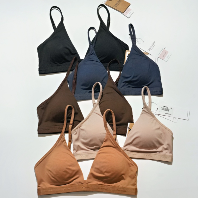 Clearance! New Ck Women's Detachable Thin Padded Triangle Wireless Soft Bra Qf6758Qf7383