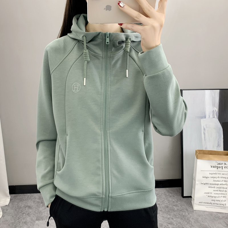 Spring and Autumn Outdoor Thin Sportswear Women's Fitness Workout Hooded Cardigan Zipper Casual Knitted Jacket Spring and Autumn Outdoor Thin Sportswear Women's Fitness Workout Hooded Cardigan Zipper Casual Knitted Jacket
