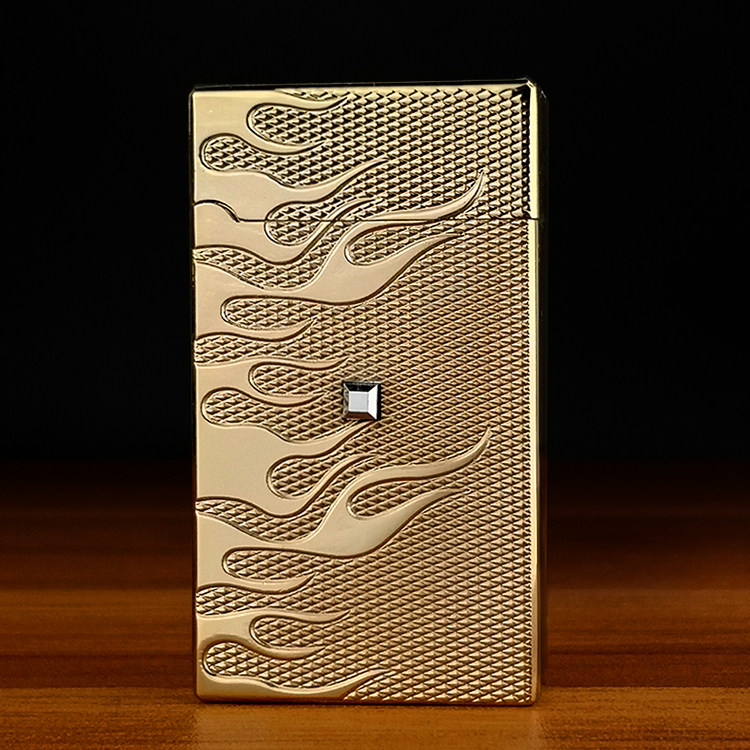 Creative Men Inflatable Golden Flame with Battery Sensing Touch Point Red Windproof Fire Fry Morning Dragon Lighter