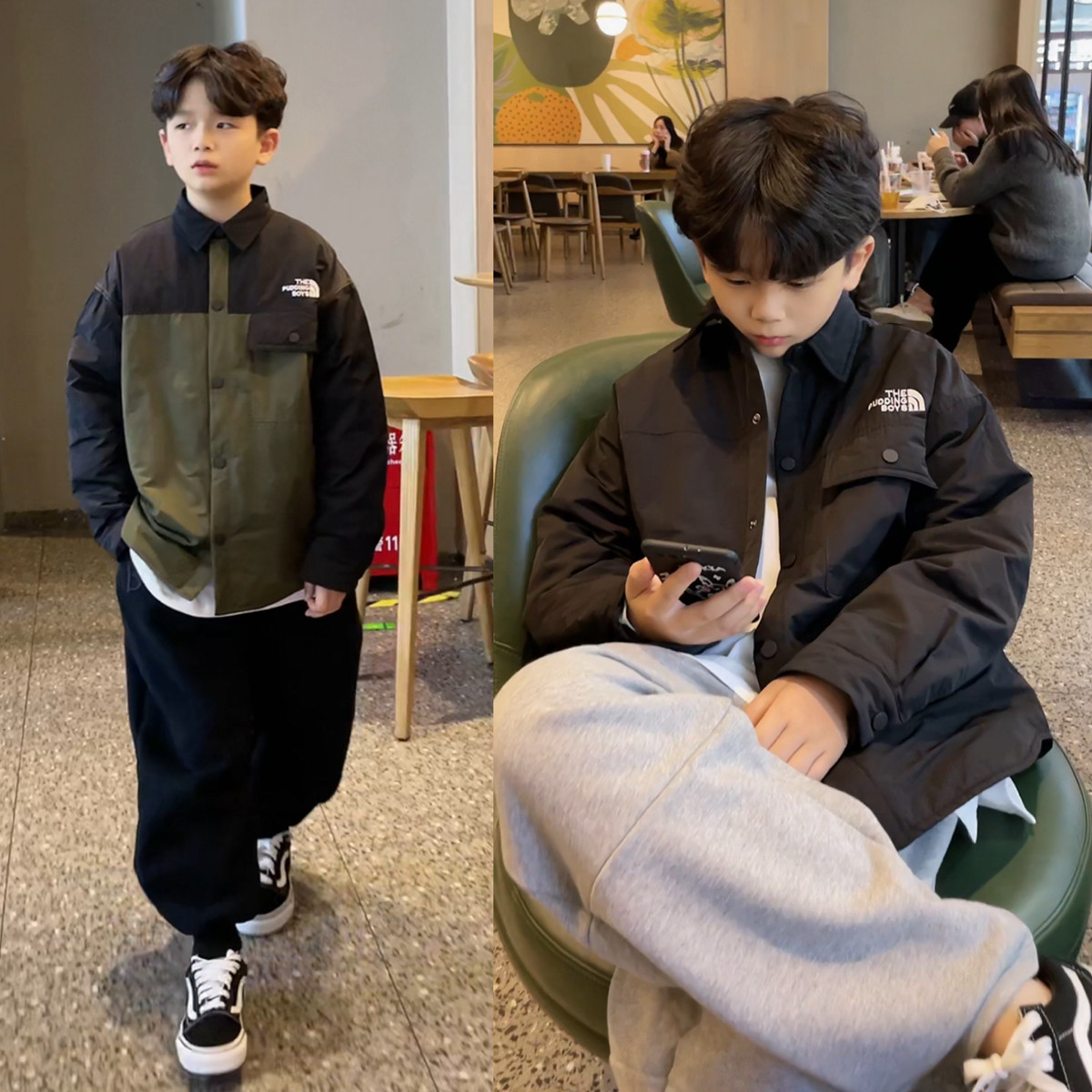 Child Gush Shirt Boy Autumn Winter New Boy Dress Boy Thickened Fever Coat Big Boy Foreign Pie Jacket