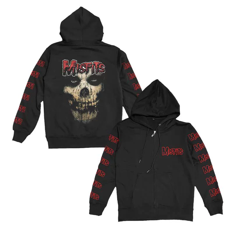 MISFITS панк-рок группа череп SKULL печатной повседневной американской худи со склоненным волком