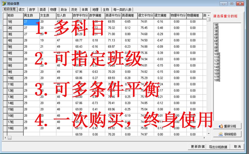 Class Assignment Software, Balance, Detailed Balance, Detailed Class Assignment Software, Sunshine Class Assignment, Class Assignment Process