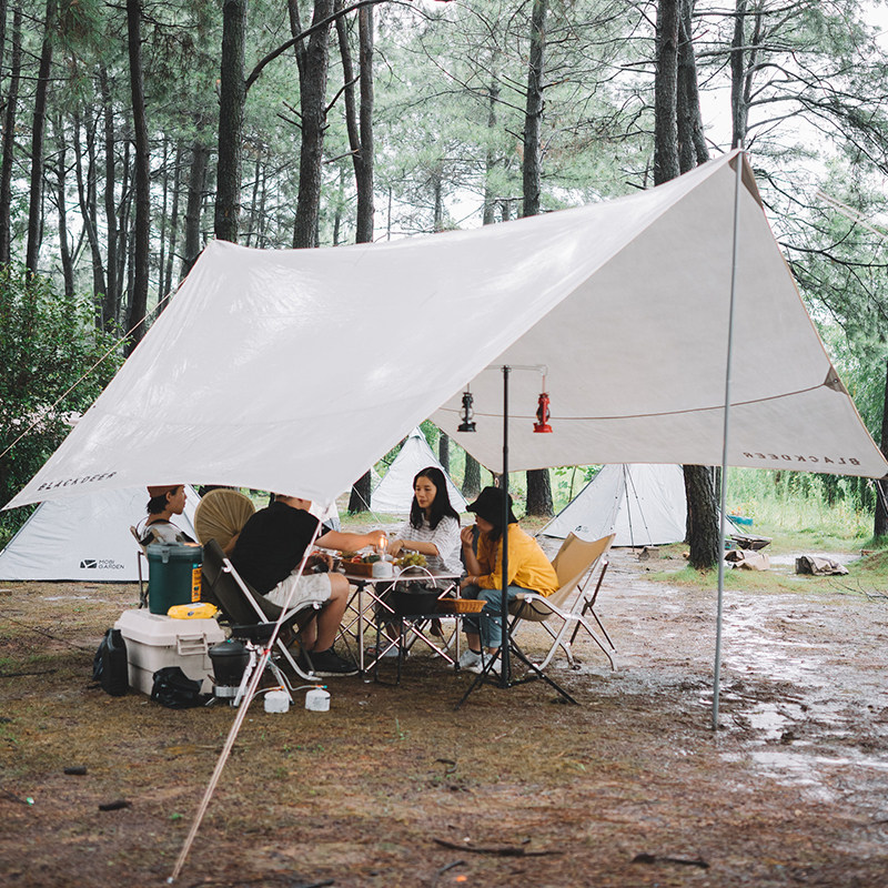 Black Deer Body Wash Outdoor Rain Protection Painted Silver Sunscreen 8-12 People Oversized Self Driving Camping Sun Shelter Tent