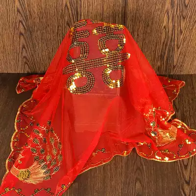 Phoenix sequin hijab bride red veil cover head married woman headwear supplies decorative scarf