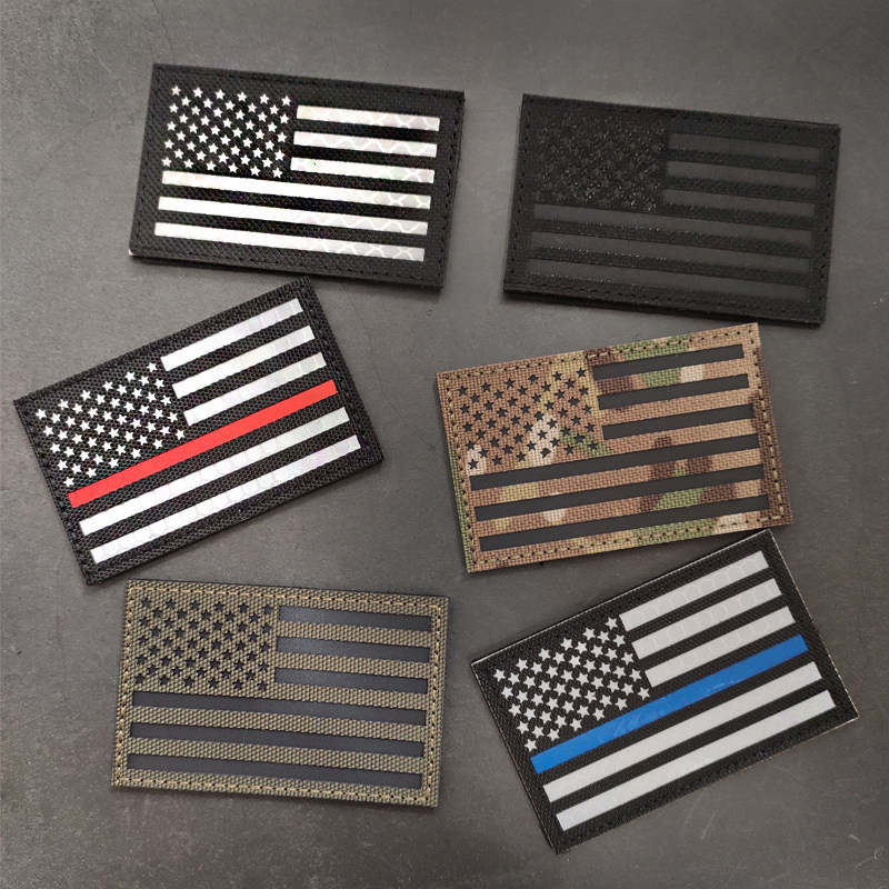 American reflective Velcro stamp laser engraved nylon cloth stickers highlight Stars and Stripes military fans personality backpack badge