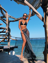 European and American sexy mesh transparent sunscreen bikini cover skirt split skirt long skirt M-119
