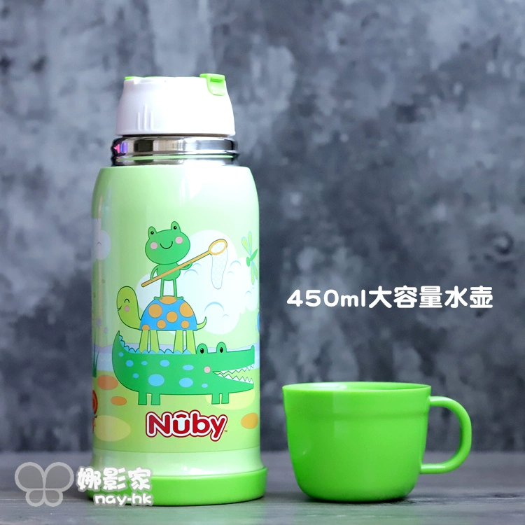 Trẻ 3 tuổi NUBY Nuby Mỹ 450ml cốc tập uống cách nhiệt chân không bằng thép không gỉ, dung tích lớn nắp cốc nhỏ - Cup / Table ware / mài / Phụ kiện