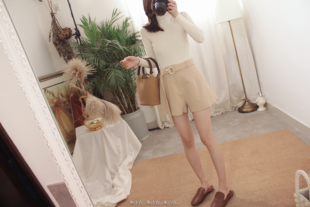 Gầy! Quần mùa thu! Đơn giản và linh hoạt Quần cạp cao cạp cao quần short có đai B 2814 quần sọt nữ