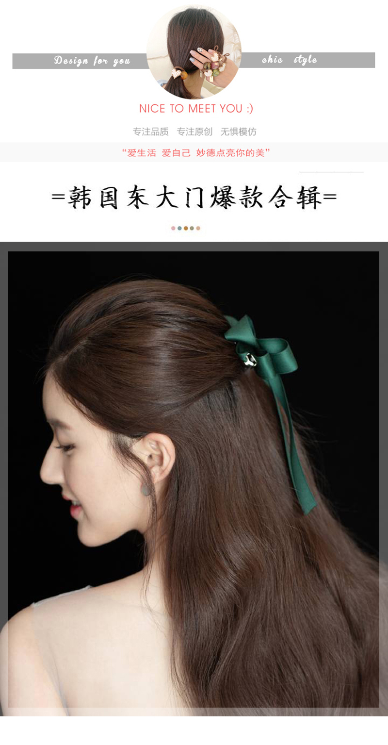 Hairpin Hair Band Green Ribbon Day Red Bow Headband Streamer Ponytail Hair Ring display picture 1