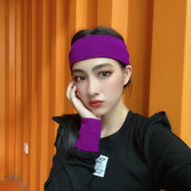 Sports hair band wrist guard three-piece solid color men and womens street dance competition headgear set running sweat hoop