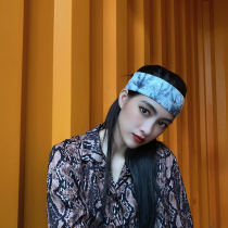 2021 New Korean INS Street vintage ink tie-dyed headscarf knitted stretch hair band students for men and women