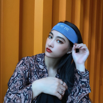 Guochao text knitted hair band Tide Sports soft sweat-absorbing thin elastic headband casual hip-hop headband running headdress