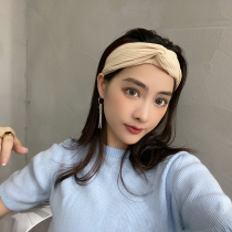 Hair band Korean headdress sweet Sen womens line wash wide side Korean cross headband Super fairy simple versatile chic wind