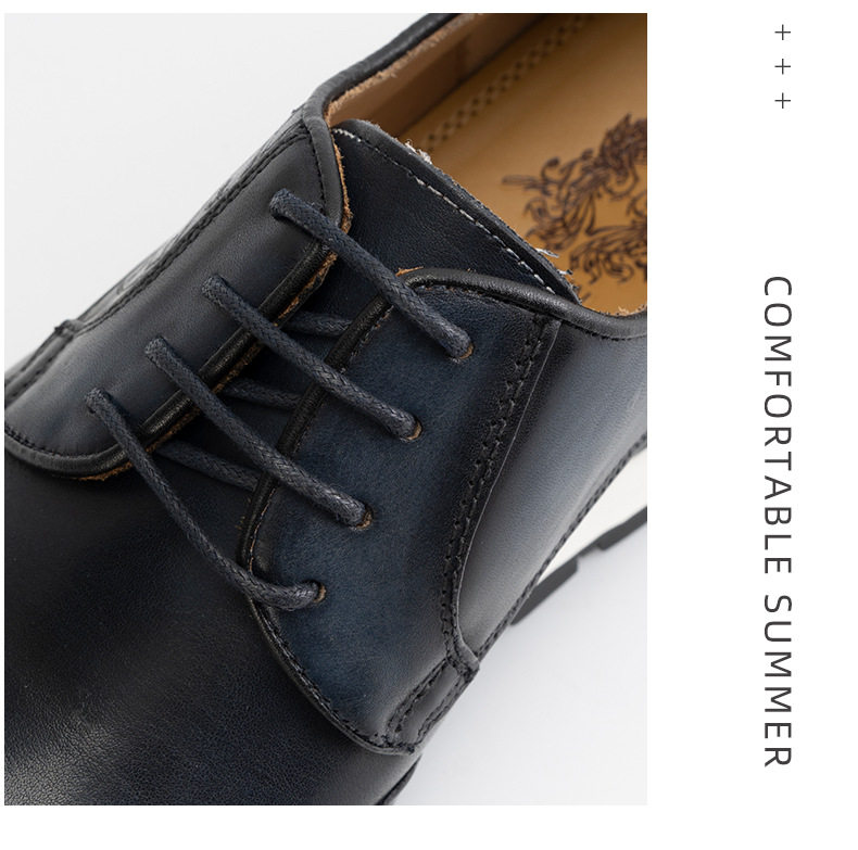 Chaussures Derby Homme en Cuir Véritable à Lacets Style Business Casual