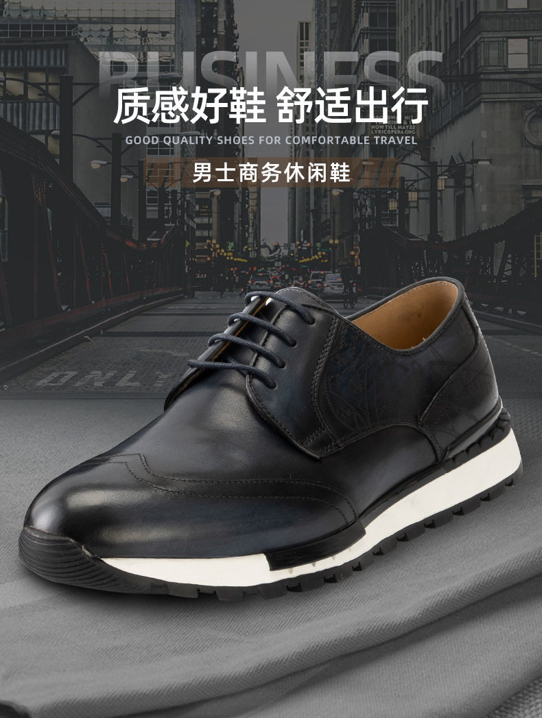 Chaussures Derby Homme en Cuir Véritable à Lacets Style Business Casual
