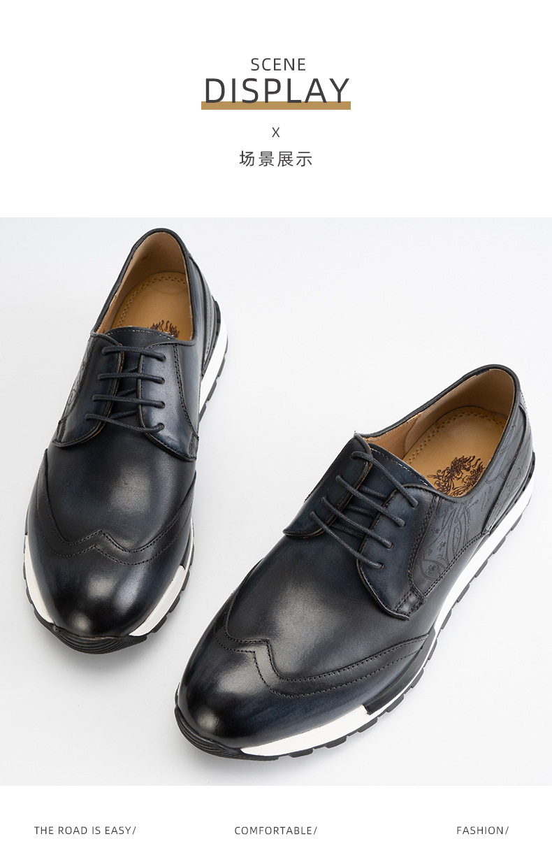 Chaussures Derby Homme en Cuir Véritable à Lacets Style Business Casual