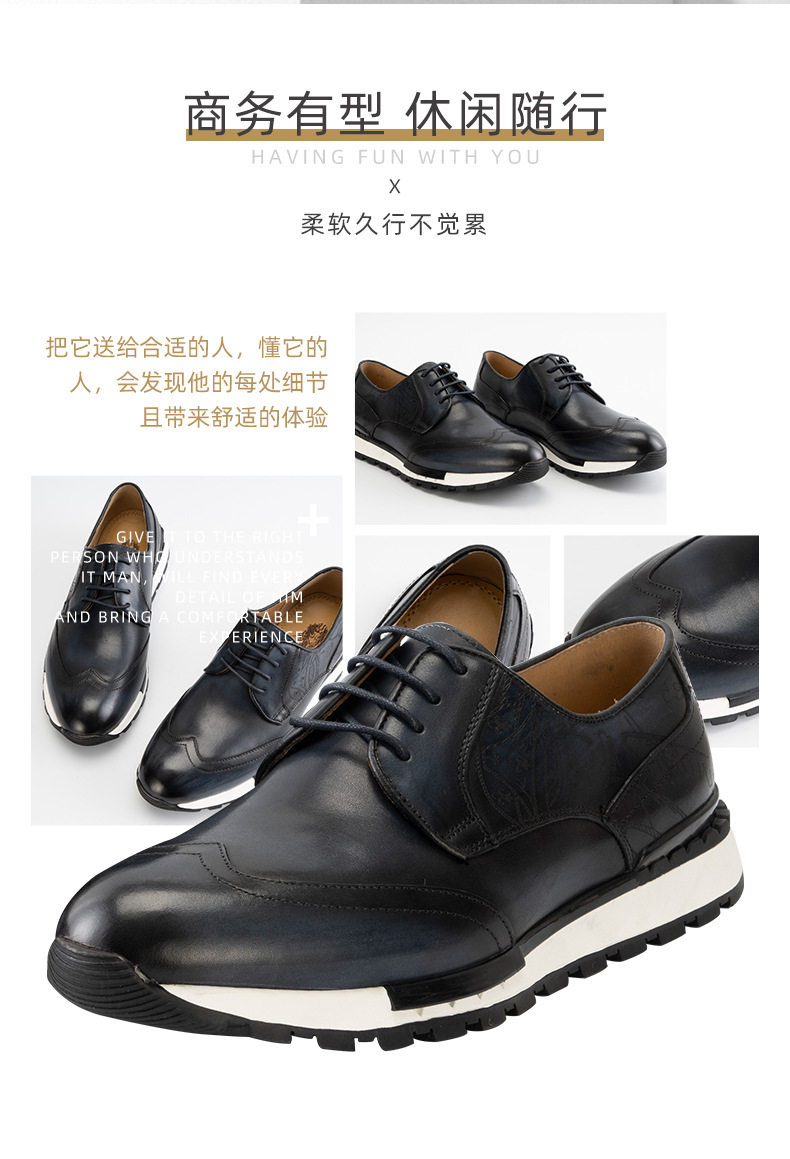 Chaussures Derby Homme en Cuir Véritable à Lacets Style Business Casual