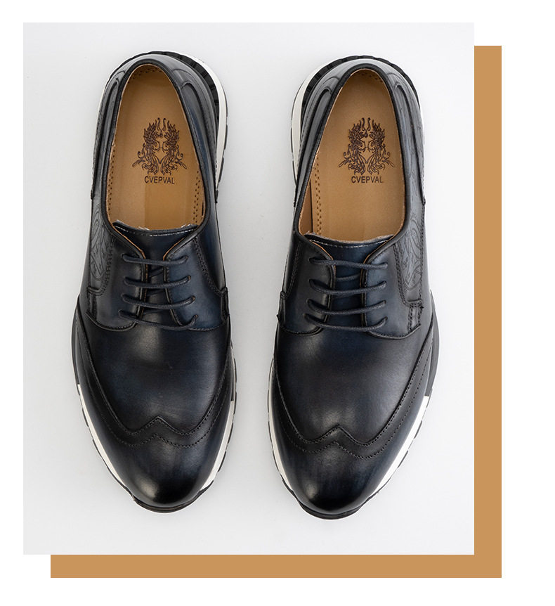 Chaussures Derby Homme en Cuir Véritable à Lacets Style Business Casual