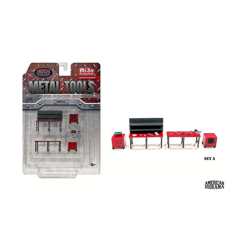 American Diorama Ad 1:64 Metal Tools - Set a Alloy Repair Scene Ornaments