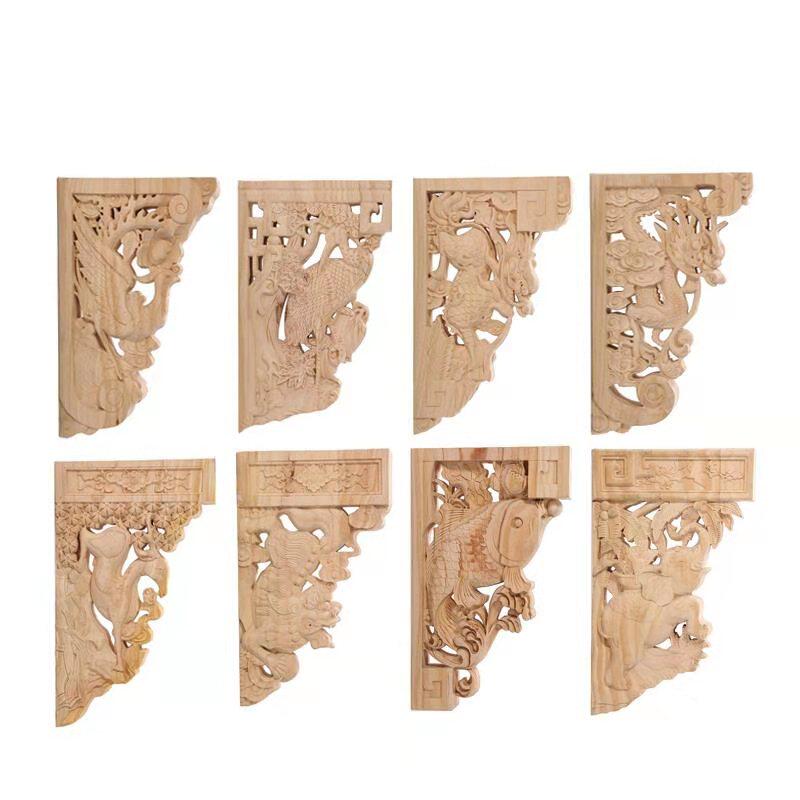 Solid Wood Corner Floral Bull Leg Beam TIENWOOD Diagonal Brace Hanging Fall Door Head East Yang Wood Carving Temple Chinese Imitation Ancient Furnishing