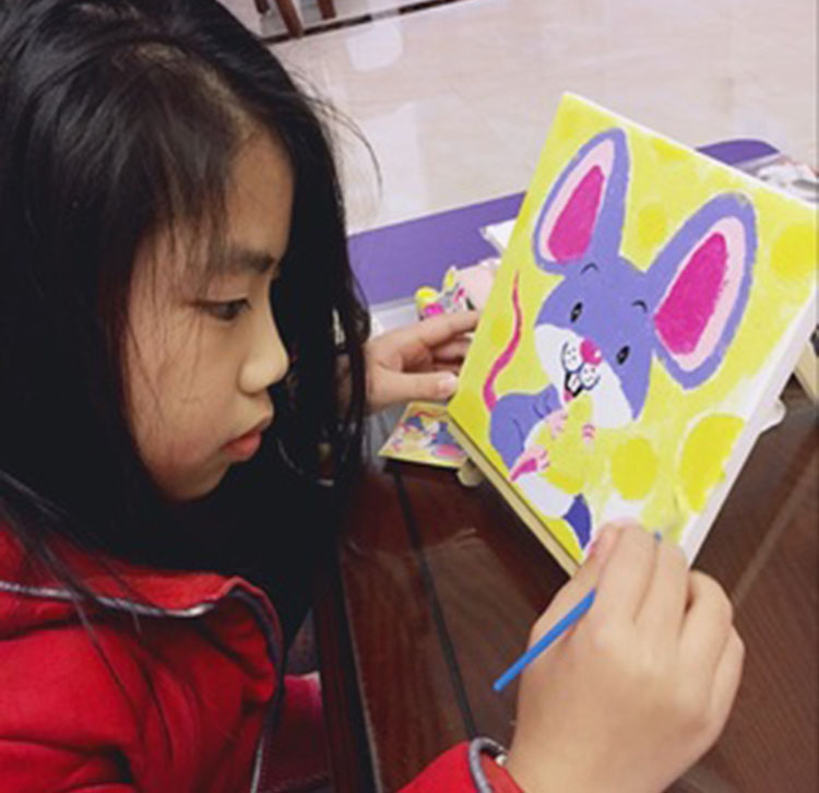 diy digital oil painting children hand painted students Fill color decoration living room scenery Katong people animals 20 * 20