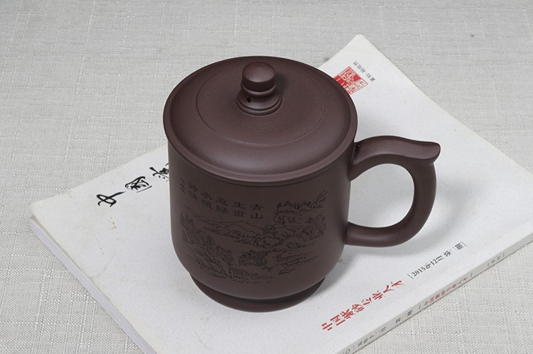 Cốc trà lớn màu tím tách trà có nắp Yi tím bùn dung tích lớn 800 ml bộ trà nam chữ - Trà sứ binh pha tra