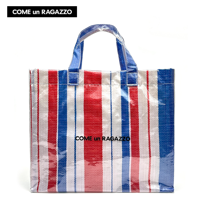 Come un Ragazzo/Kunla CUR woven shopping bag tote bag red and blue version
