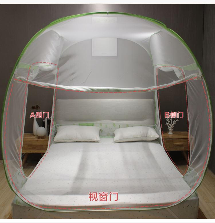 Lắp đặt ba cửa miễn phí Cửa lưới chống muỗi Mông Cổ 1,8m giường đôi mã hóa hộ gia đình dày gấp đáy mô hình tài khoản 1,5m - Lưới chống muỗi màn ngủ hàn quốc