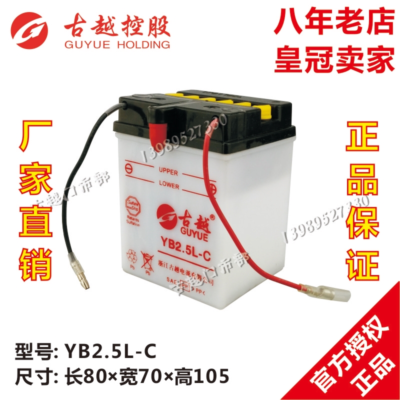Locomotive battery YB2 5L-C water battery 12V2 5AH brand new ancient Yue storage battery manufacturer direct