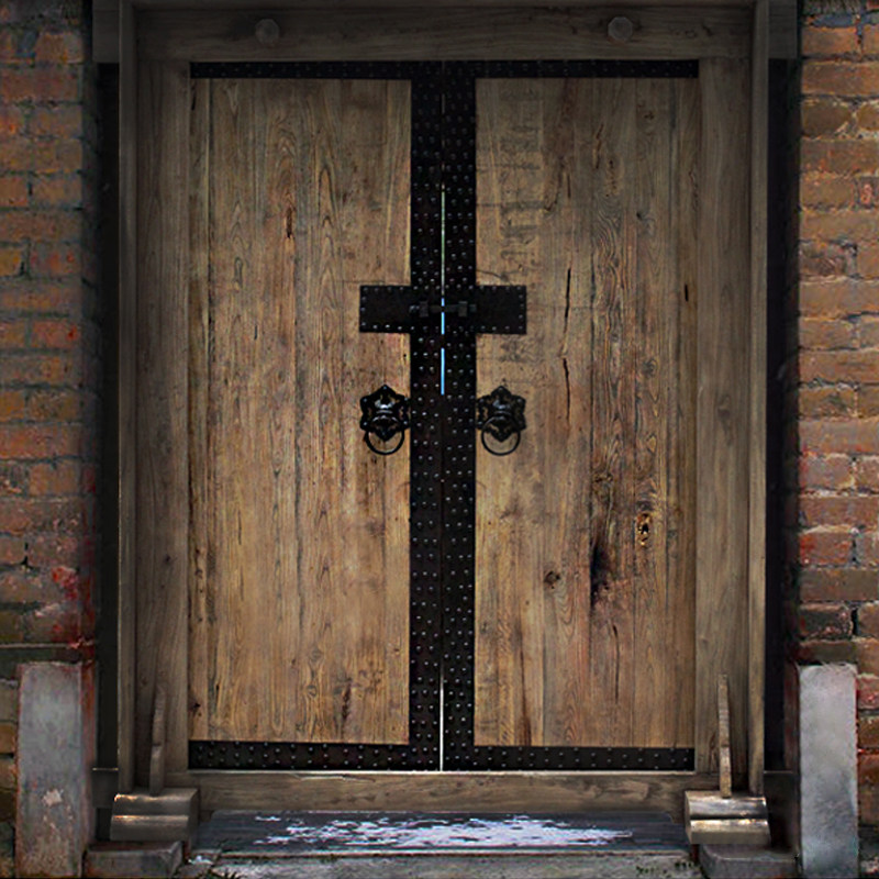 Classical Chinese old elm antique gate courtyard door villa door old door of retro solid wood into the door