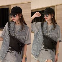High-grade cloth bag casual crossbody chest bag saddle bag three-dimensional embossed letters saddle bag three-dimensional embossed letters