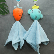 Cute Korean cartoon hand towel hanging small square towel square suction kitchen bathroom children wipe home