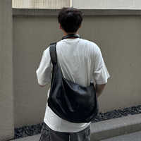YUEN Korean style ins retro soft leather large-capacity dumpling bag high-end casual one-shoulder cross-body tote bag for men and women