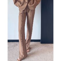 Mei San knows that you are waiting for it curry loose micro La suit pants female autumn new trousers split casual pants view