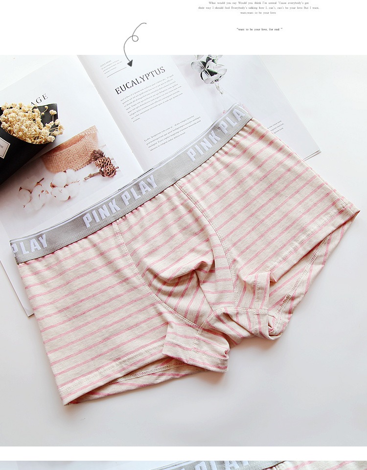 Tuổi trẻ phong cách cặp vợ chồng đồ lót ren tươi nhỏ retro sọc cô gái đồ lót nam boxer bông tam giác quần lót đôi