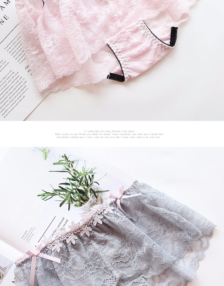 Fairy ren nhỏ boxer đồ lót phụ nữ hoa ngọt ngào rỗng nhỏ gợi cảm túi căng hông lớn kích thước thấp eo quần chip giấy