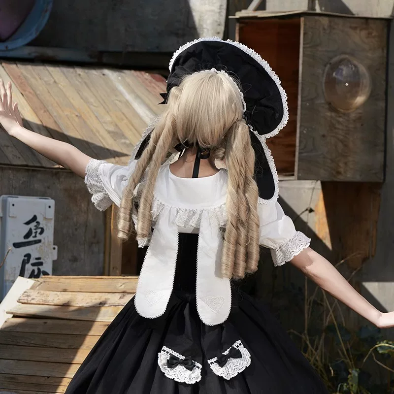 Genuine cute shirt with a round collar, custom-made, Lolita style