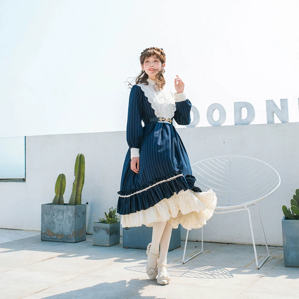 Подлинное кружевное ретро платье, пошив на заказ, в стиле Lolita