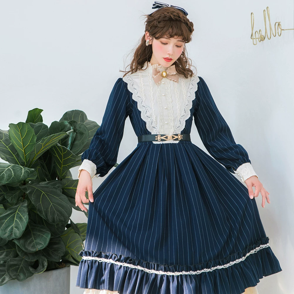 Подлинное кружевное ретро платье, пошив на заказ, в стиле Lolita