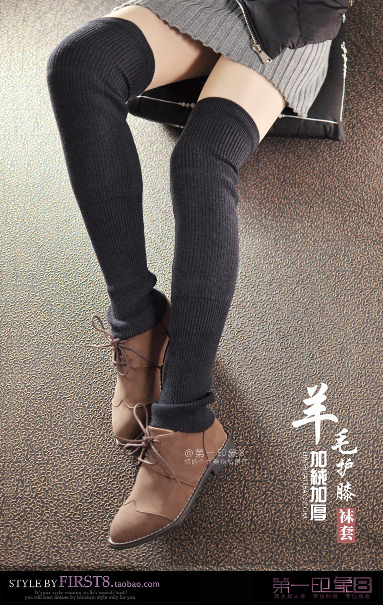 Miếng đệm dài cashmere ấm áp trên đầu gối vớ đầu gối cộng với nhung dày len lạnh ấm áp cho nam và nữ mùa đông tất trắng cao cổ
