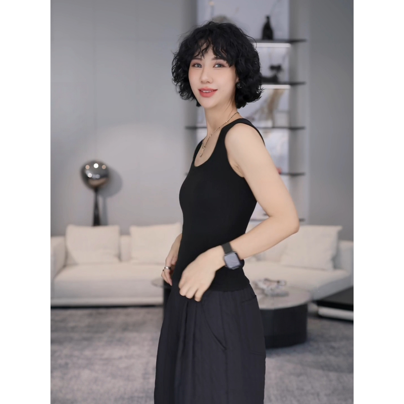 Tt Designer [Winter Hot Spring] Cashmere Thermal Insulated Sports Camisole with Cup Pads for Women, Autumn