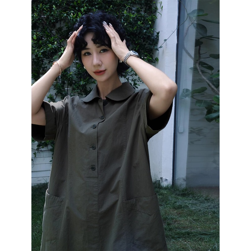 Tt Designer [Timeless Vintage] Fashionable Doll Collar Dress Women's Summer New Short-Sleeve Shirt Dress