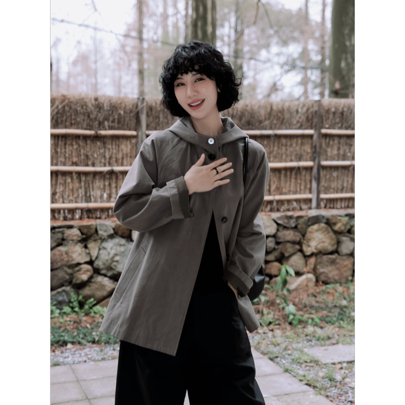 Tt Designer【Wind Sends Clouds to Stop】High-End Hooded Pure Cotton Short Jacket for Women, New Spring Style for Petite Figures