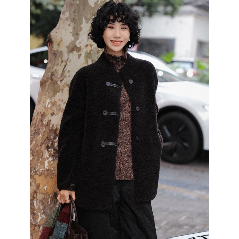Tt Designer [Vintage Family] Retro Style Wool Coat for Women, Winter Lazy Woolen Coat