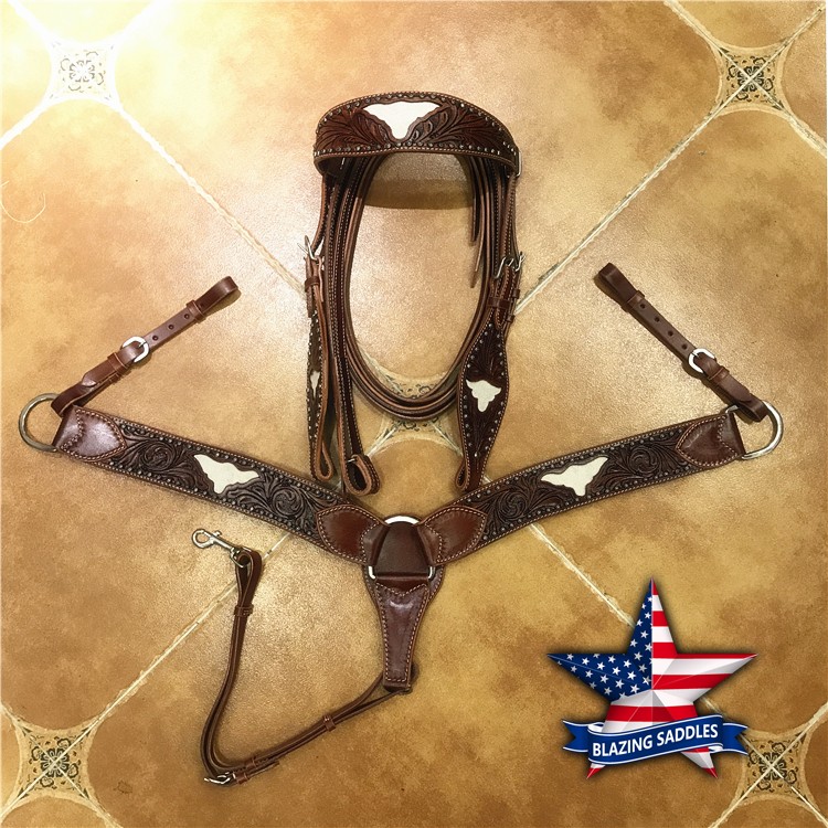 Clearance does not discuss the United States imported Western saddle accessories A full set of cowhide water reins chest strap 3 pieces without saddle