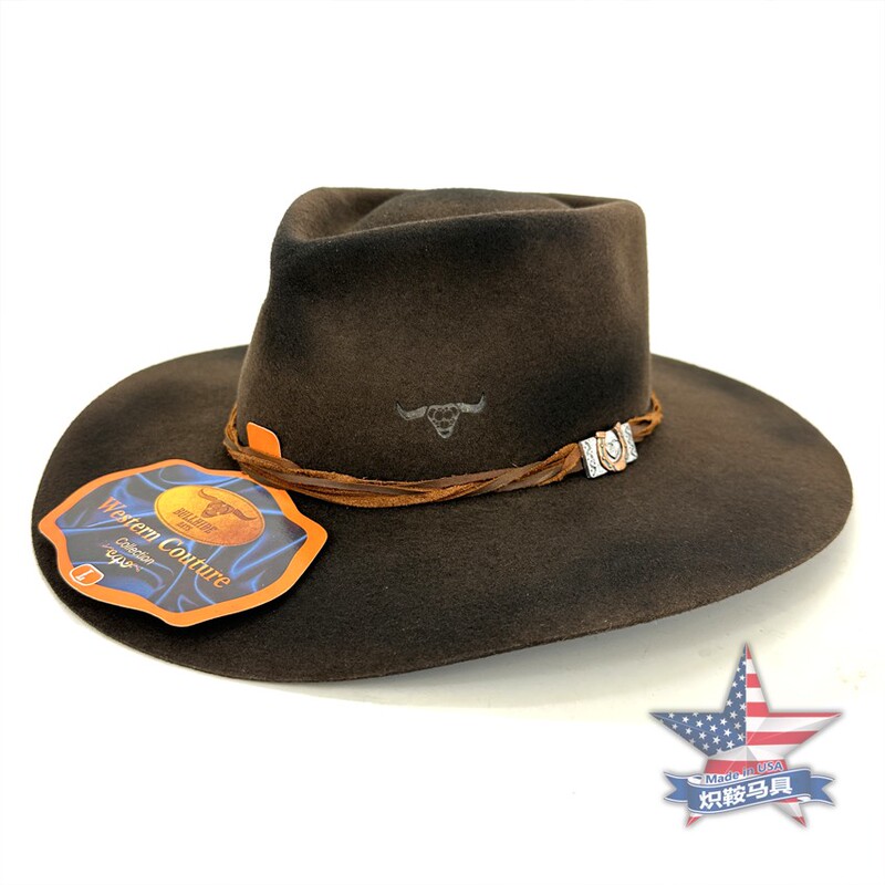 Western Cowboy Hat from the United States, 1949 Vintage Bullhide, Men's and Women's Wool Felt Shaped Cowboy Hat