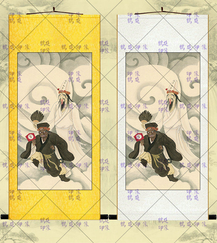 Black and White Impermanence Portrait of Seventh Master Portrait of Eighth Master Portrait of Black and White Impermanence Ming Dynasty Water and Land Painting