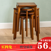 Solid wood stool home adult high bench square bench living room table stool creative low stool makeup stool stool small bench
