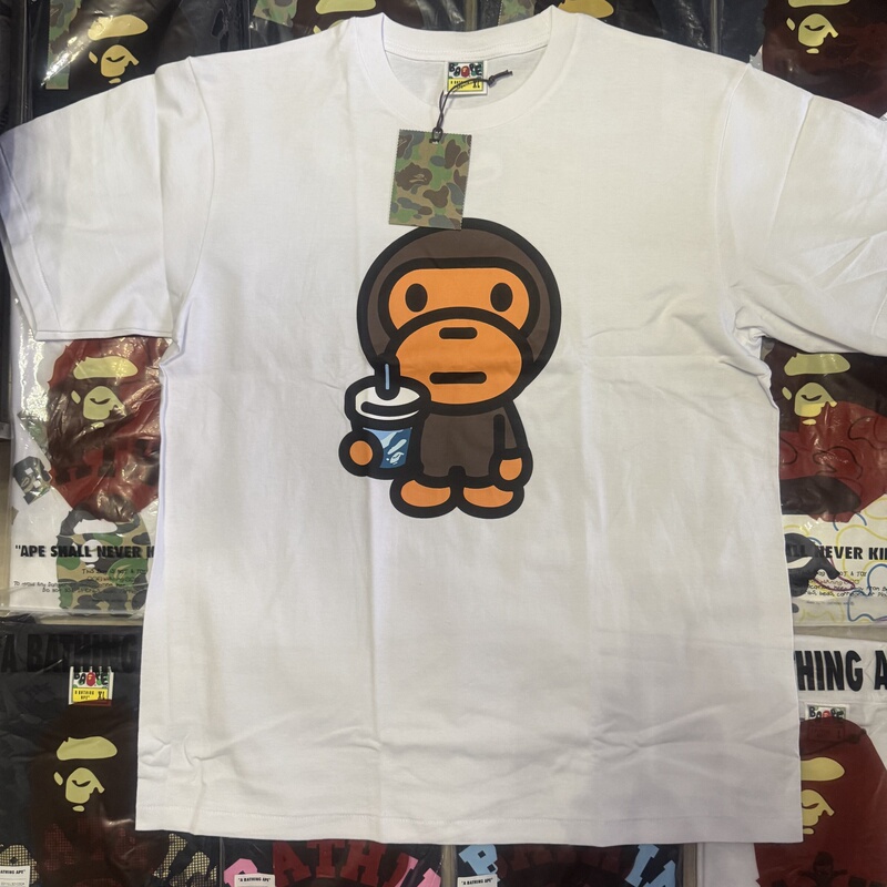 Bape Same Style for Men and Women, Milo Cartoon Cute Short-Sleeved T-Shirt