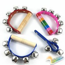 Five-bell leather hand rattle children Orff percussion instrument dance hand bell kindergarten hand holding horseshoe bell toy
